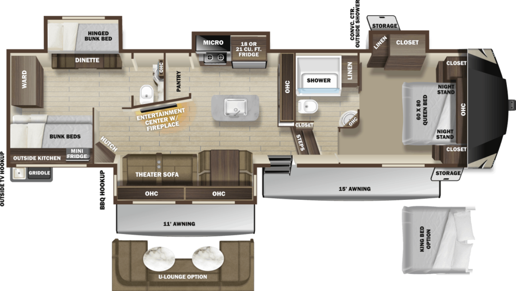 10 Amazing 5th Wheel Bunkhouse Floor Plans Team Camping - 5Th Wheel Bunk House Floor Plans