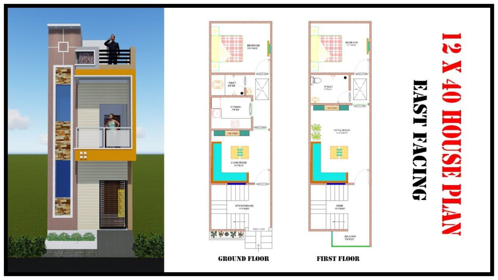 12 X 40 HOUSE PLAN WITH 3D ELEVATION House Plans 2bhk House Plan  - 12X40 House Floor Plans