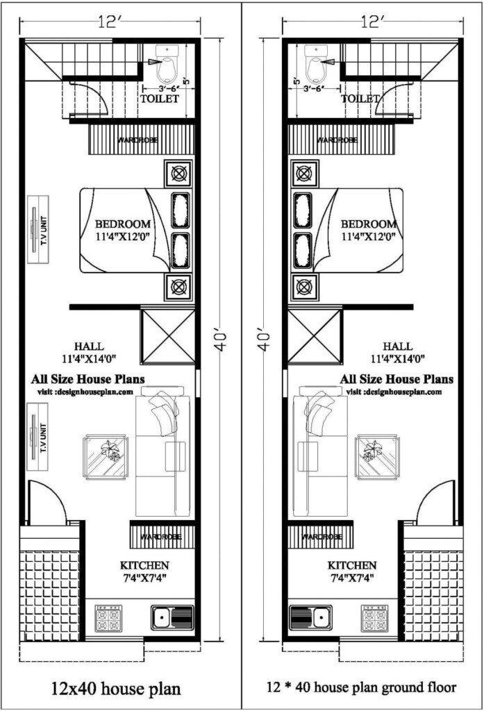 12x40 House Plan 12 40 House Plan Ground Floor 12 45 House Plan - 12X40 House Floor Plans