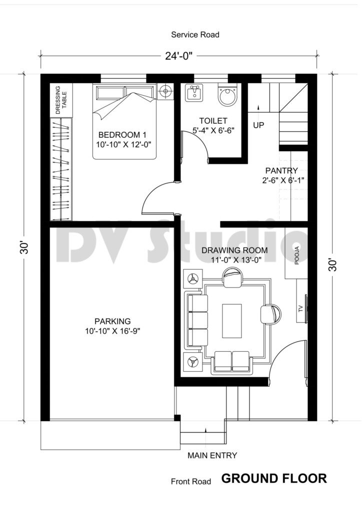 24x30 House Design DV Studio - 24X30 House Floor Plans