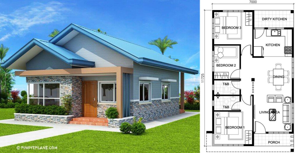 3 Bedroom Bungalow House Plans Philippines Bungalow Storey Minimalis  - Floor Plan For 3 Bedroom House Philippines