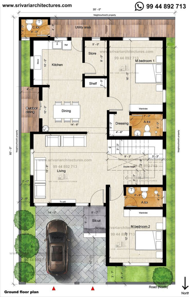 35 X 60 North Facing Floor Plan Square House Plans Simple House  - Floor Plan Square House