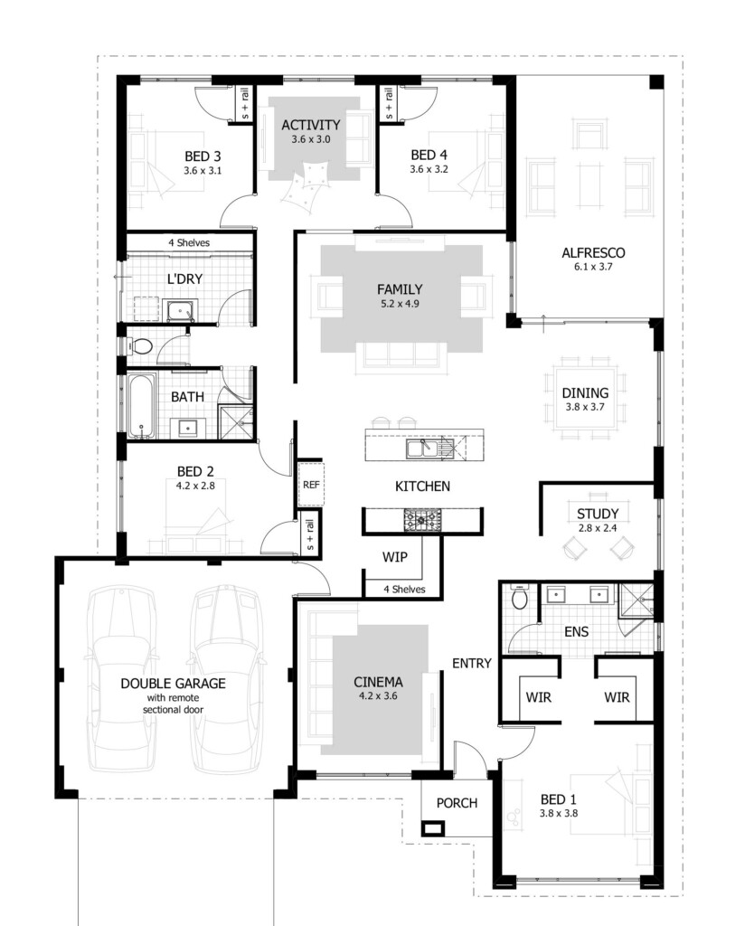 4 Bedroom House Plans Home Designs Celebration Homes Bungalow  - House Floor Plans For 4 Bedroom