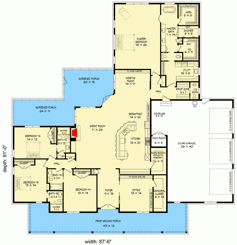 4 Bedroom Ranch Style House Plans - 4 Bedroom Ranch House Floor Plans