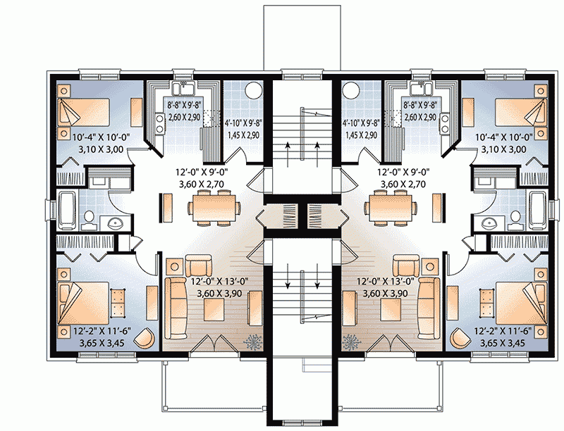 6 Unit Modern Multi Family Home Plan 21603DR Architectural Designs  - Modern Family House Floor Plan
