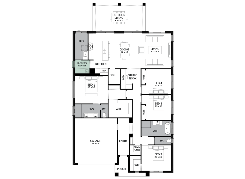 Atrium Single Storey House Design With 4 Bedrooms MOJO Homes - House With Atrium Floor Plan