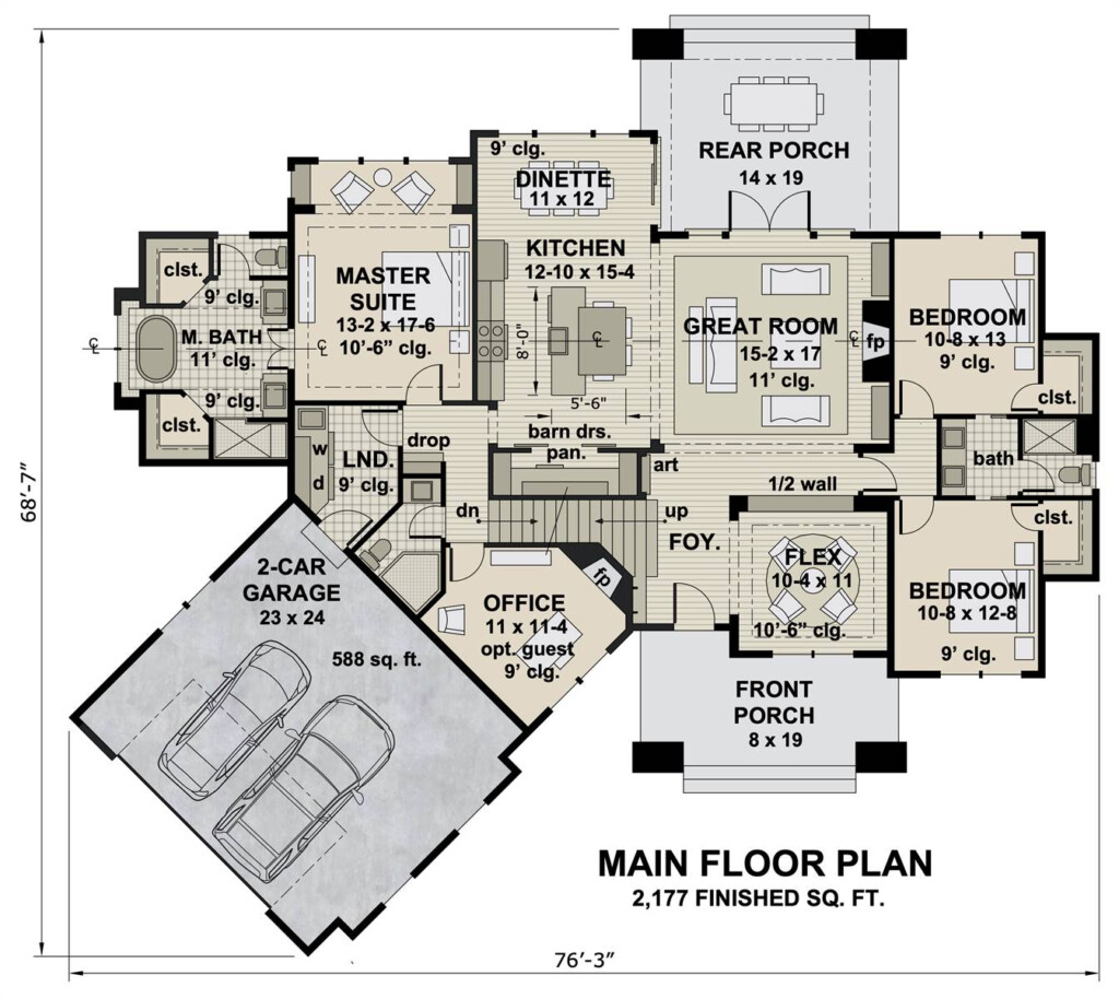 Craftsman Cottage House Plan With Oversized Pantry And Flex Room 9720 - Biggest House Floor Plan