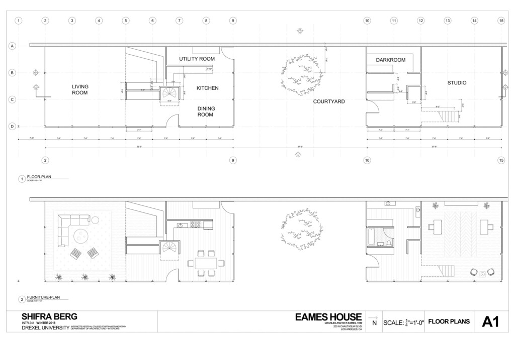 Eames House Plan Dimensions - Floor Plan Eames House