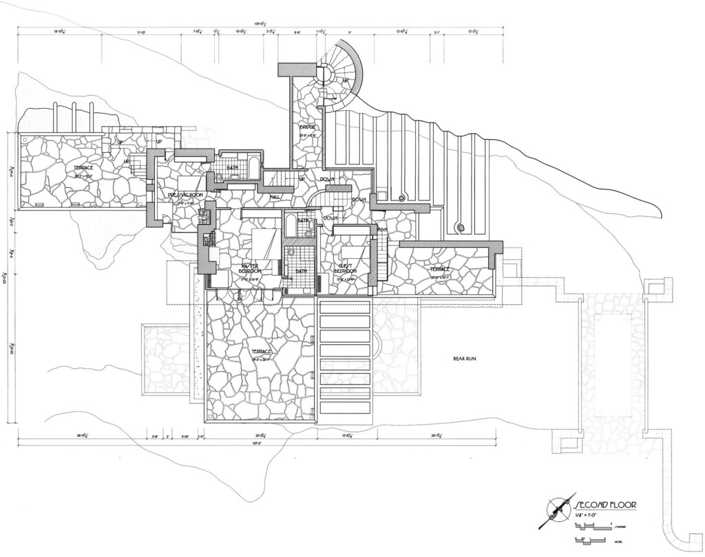 Floor Plan Of Falling Water By Frank Lloyd Wright - Frank Lloyd Wright Floor Plans Houses