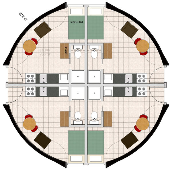 Fourplex Monolithic Dome Home  - Monolithic Dome House Floor Plans