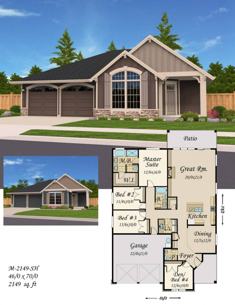 Garden Flat House Plan One Story Cottage Home Design - Garden House Floor Plans