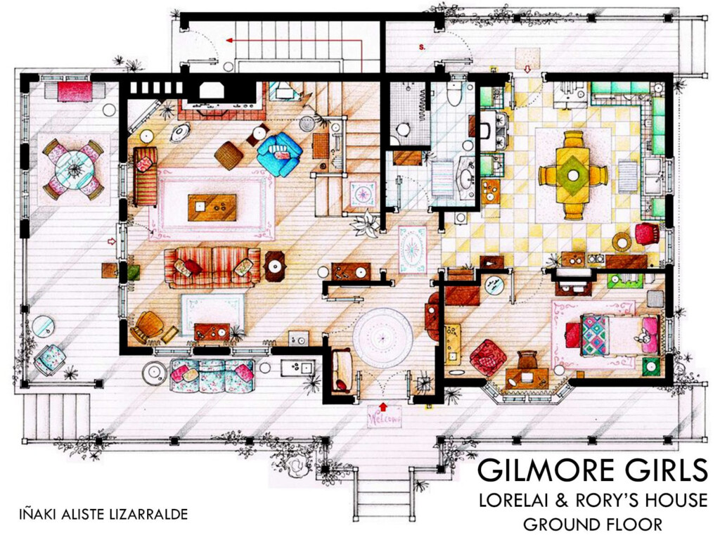Gilmore Girls House Of Lorelai And Rory Ground Floor Plans By Artist  - Lorelai And Rory'S House Floor Plan