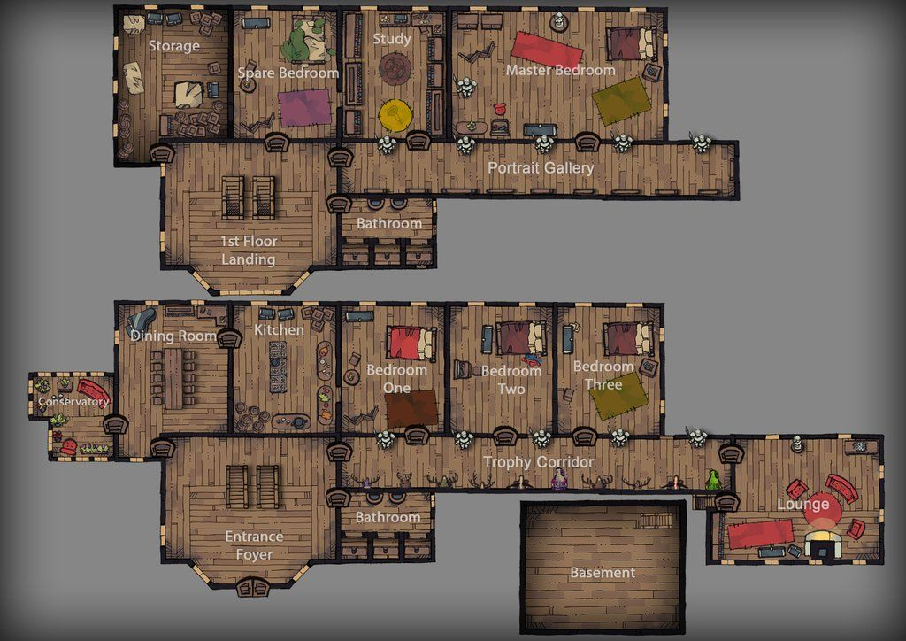 Hawksmoor Manor 3508x2480 A 2 floor Manor House For A Cluedo haunted  - Creepy House Floor Plans