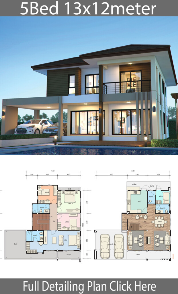 House Design Plan 13x12m With 5 Bedrooms House Idea Beautiful House  - Floor Plans For Houses With Pictures