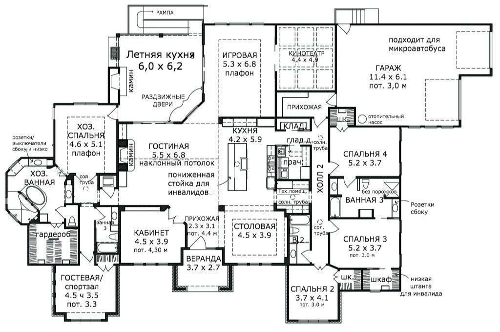 Large Modern One storey House Plan With Stone Cladding The Hobb s  - Floor Plans For Large Houses