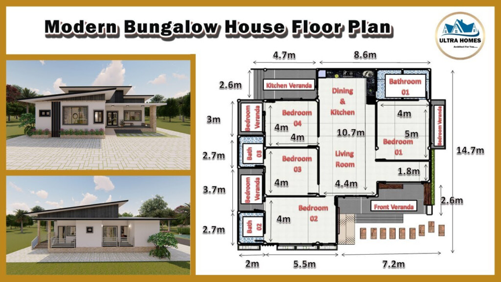 Modern Bungalow House Floor Plan 4 Bedrooms And 3 Bathrooms You - Bungalow House Floor Plan With 4 Bedrooms