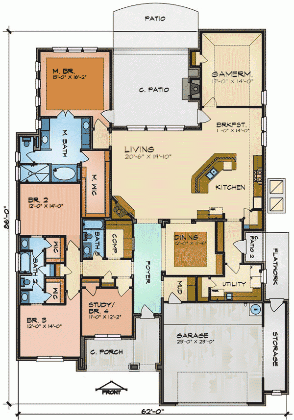 One Floor House Plan With Game Room One Floor House Plans House  - One Level House Floor Plans
