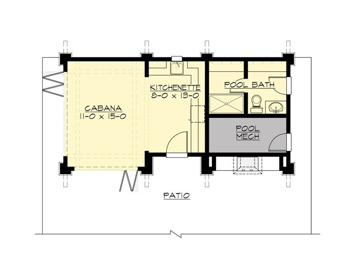 Pool House Plans Pool Cabana With Outdoor Kitchen 035P 0001 At Www  - Pool House Cabana Floor Plans