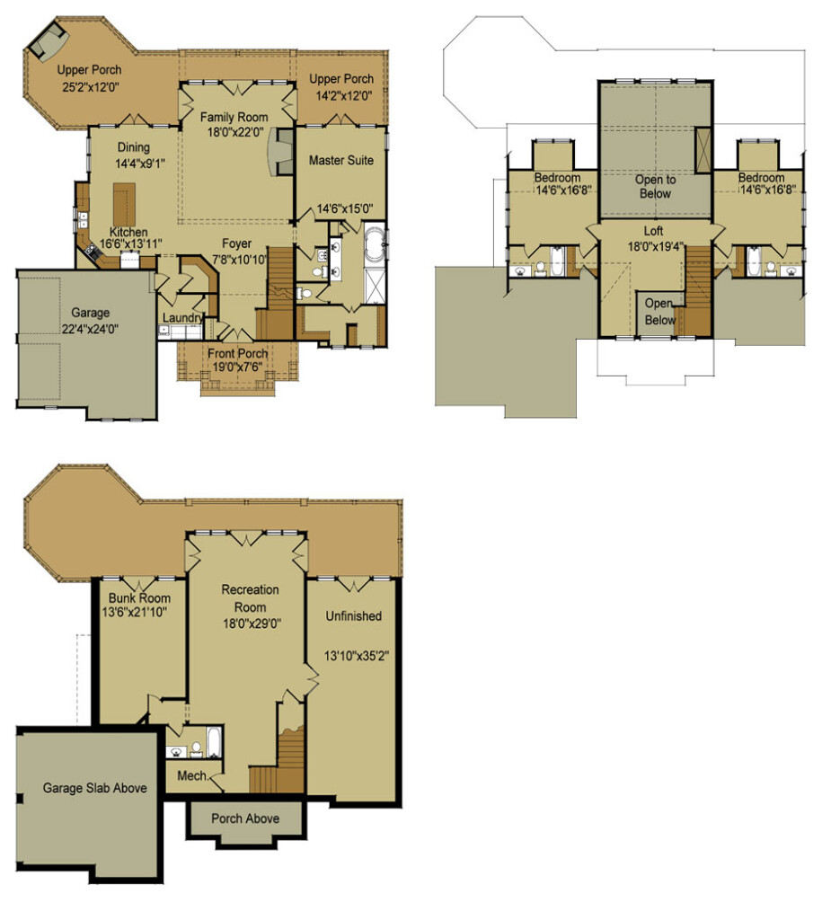 Rustic Mountain House Floor Plan With Walkout Basement - 2 Story House Floor Plans With Basement