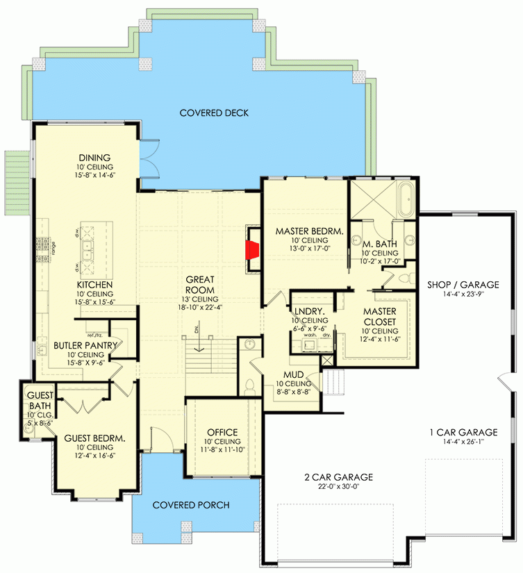 Single Story 2 Bedroom 2600 Square Foot Transitional Ranch House With  - 2600 Sq Ft House Floor Plan