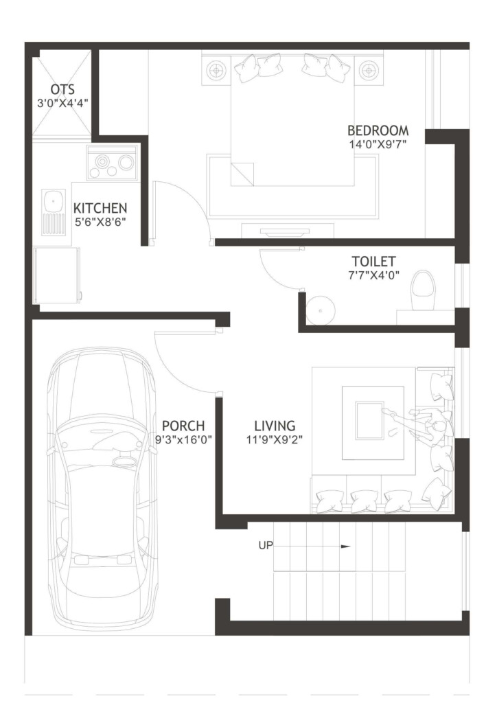 Stylish And Compact 600 Sq Ft Residence - 600 Sqm House Floor Plan