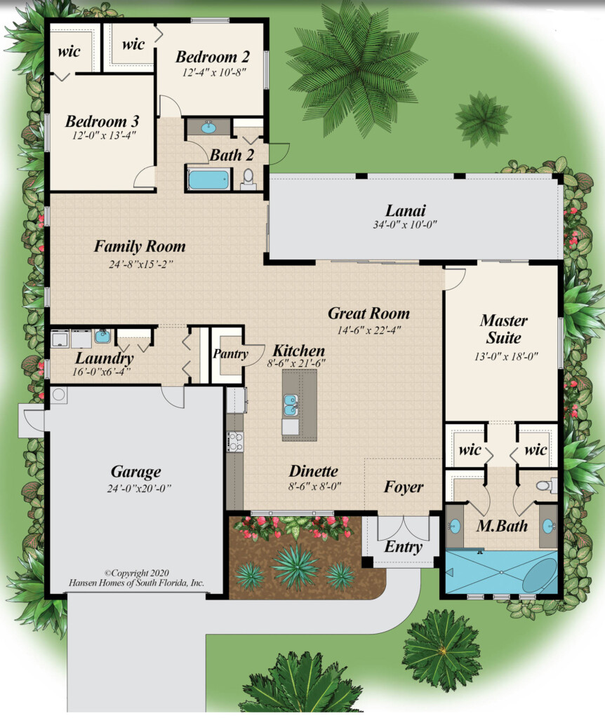 The Oasis 3 Bedroom Home Plan 2 Bath 2 Car Garage 2 336 Sq Ft  - 3Br House Floor Plans