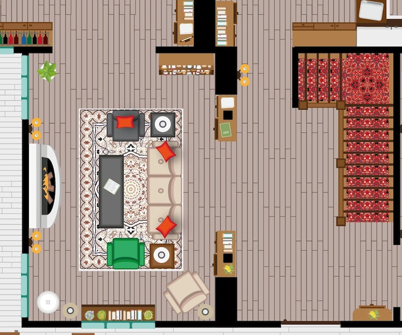 The Vampire Diaries Floor Plan TV Show Elena Gilbert s House Etsy - Elena Gilbert House Floor Plan