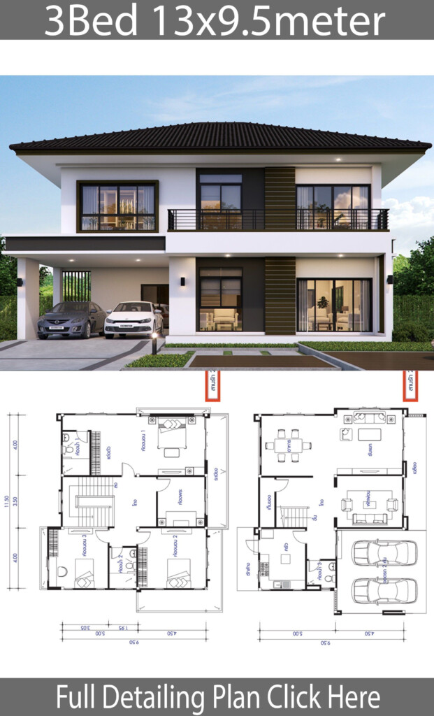 Three Bedroom Double Storey House Plans Image To U - How To Look Up House Floor Plans