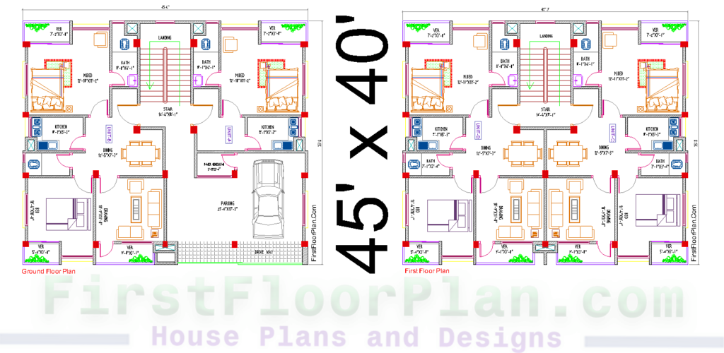 Three Storey Building Floor Plan And Front Elevation First Floor Plan  - Three Storey House Floor Plan