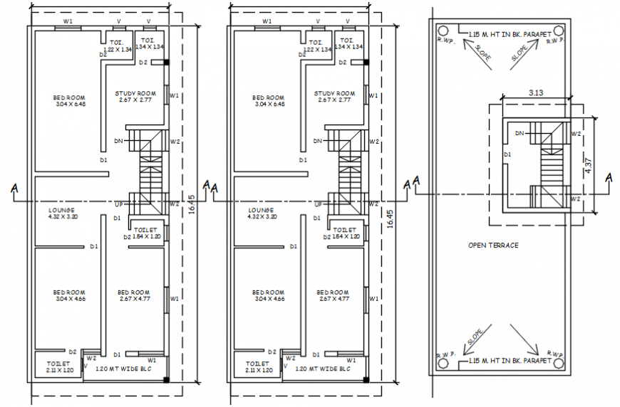 Three Story House Floor Plan Layout Plan Cad Drawing Details Dwg File  - Three Storey House Floor Plan