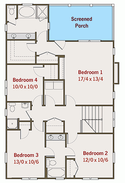 Traditional Four Square House Plan 50100PH Architectural Designs  - Four Square House Floor Plans