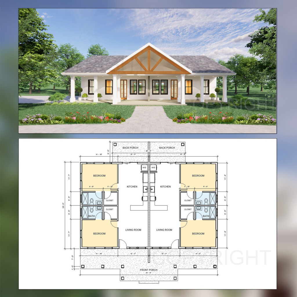 Triplex House Plans Designs - Back To Back House Floor Plan