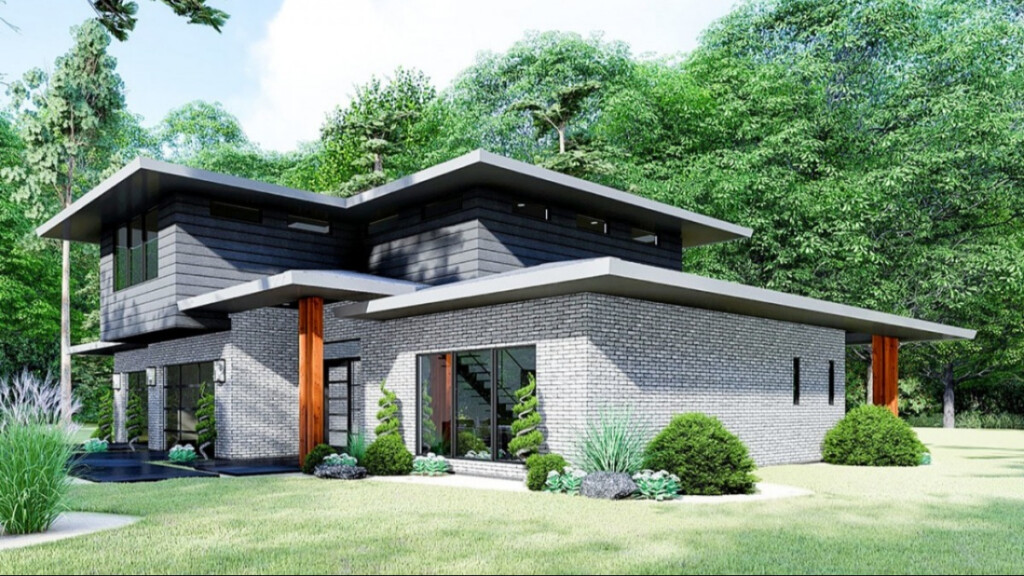 Two story Modern House Plan With A Master Bedroom On The First Floor - House Plans With Master Bedroom On First Floor