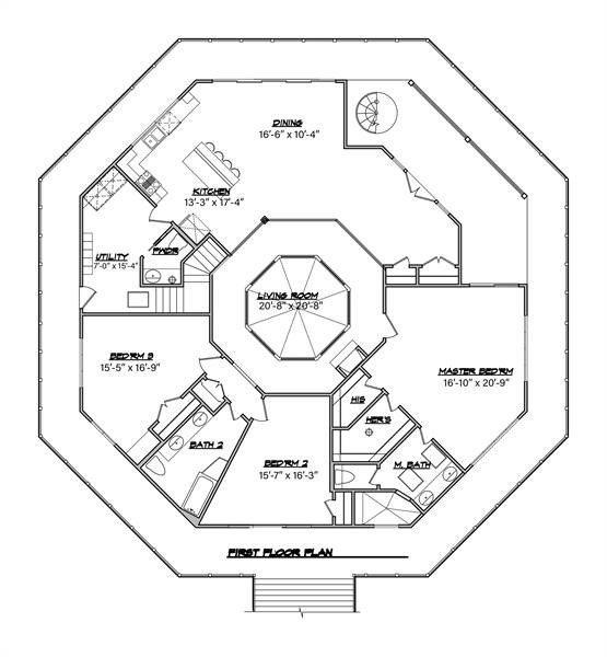 Unique Modern Octagon Style House Plan 8652 The Octagon 8652 - Octagon House Floor Plan
